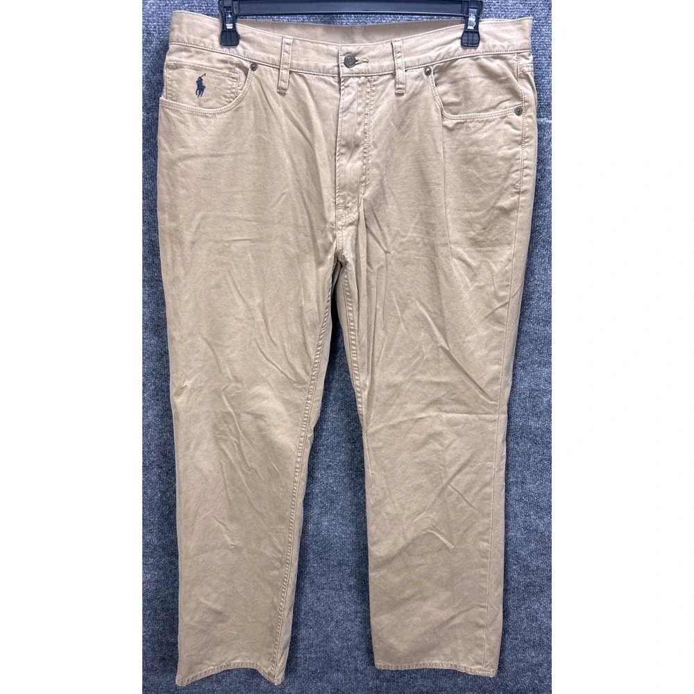 Polo Ralph Lauren Authentic Dungaree Pants Khaki Cotton Classic Fit 38x30